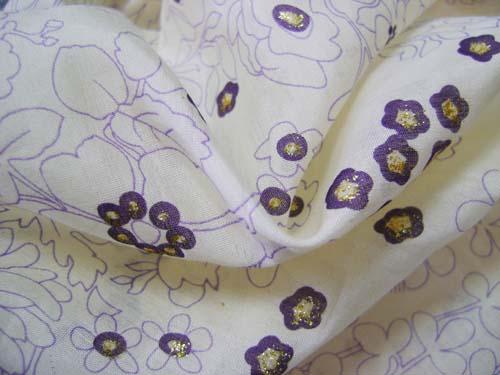 Silk Cotton Printed Chiffon With Golden Glitter