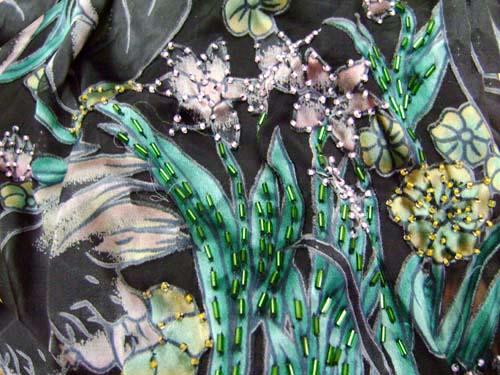 Silk Burn Out Printed Satin With Beading