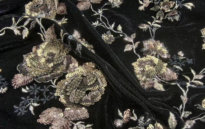 EMBROIDER SEQUIN KNIT VELVET